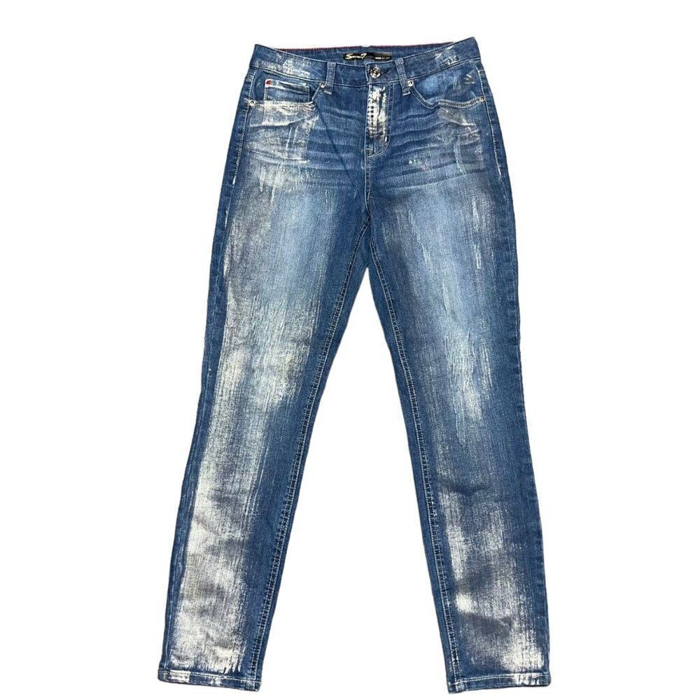 Seven 7 High Rise Ankle Skinny‎ Medium Wash / Silver Women's 4